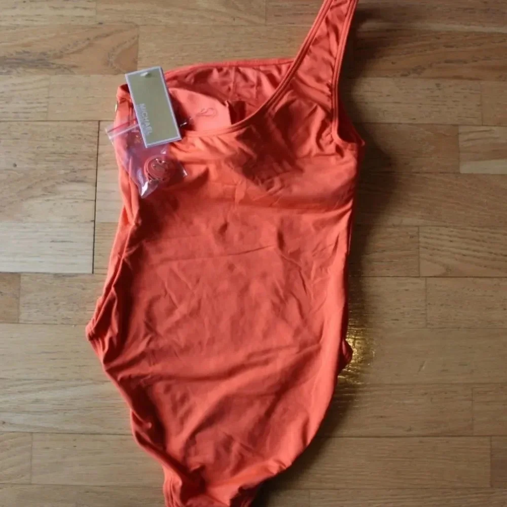 Michael Kors orange women's Grommet One-Shoulder One-Piece Swimsuit size 12